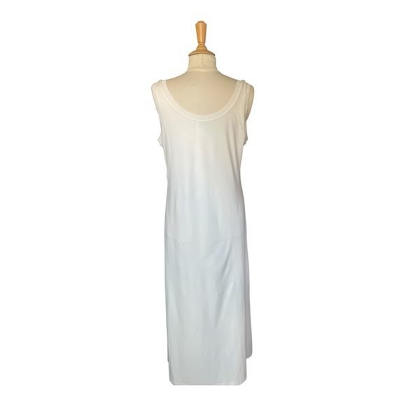 COS Scoop Neck Jersey Midi Dress Cream Size Medium Sleeveless Ribbed Edge Fluid - Picture 5 of 14